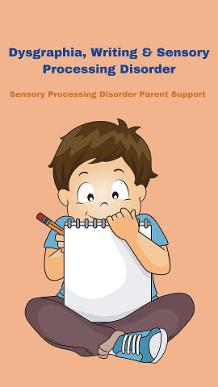 a child writing with notepad paper pen and Dysgraphia, Writing & Sensory Processing Disorder  