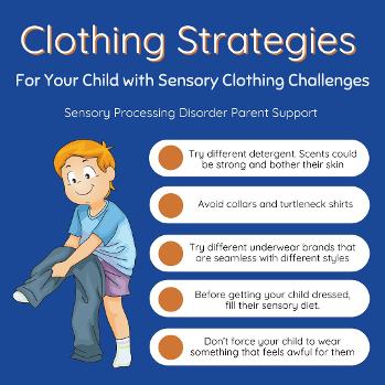boy putting on sensory friendly pants clothing strategies sensory processing disorder  