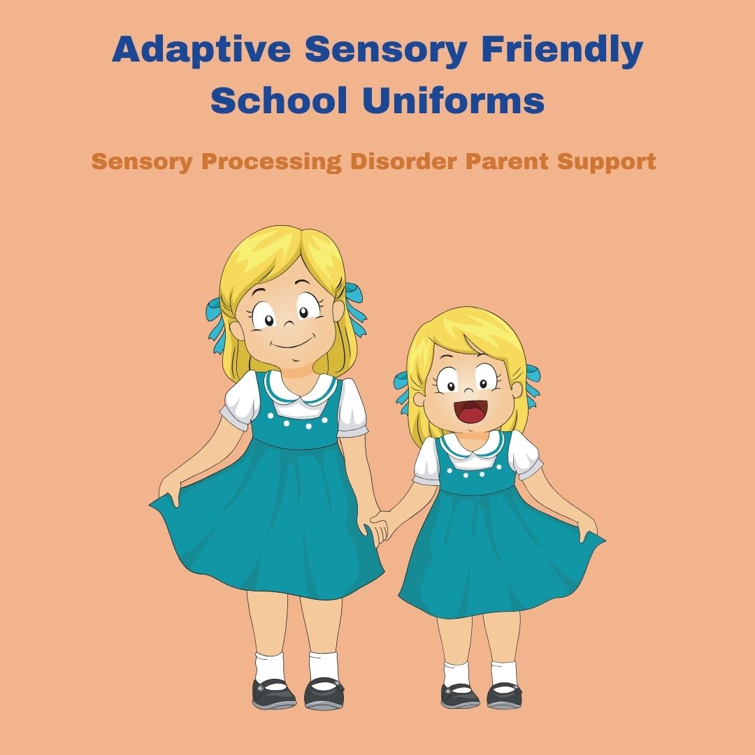 two girls private school wearing sensory friendly school uniforms 