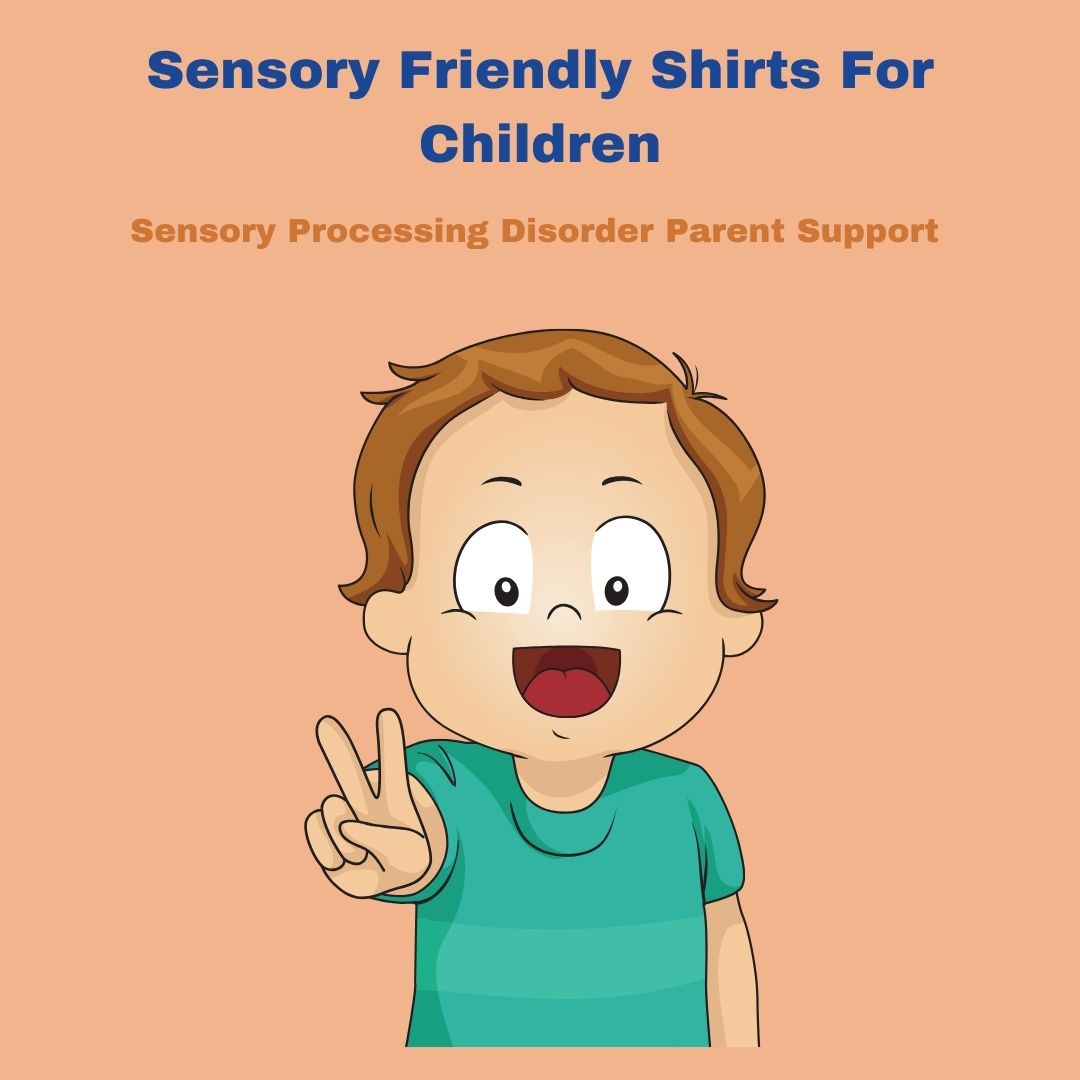 boy saying peace sensory friendly shirts for children 